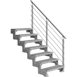 DOLLE Außentreppe Gardentop 7 Gitterroststufen 100 cm inkl. Geländer