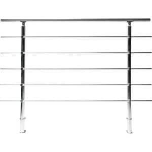 Dieda Geländerset Aluminium Eloxiert waagerechte Rundstäbe 120 cm x 150 cm