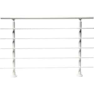 Dieda Geländerset Aluminium Weiß waagerechte Rundstäbe 100 cm x 150 cm