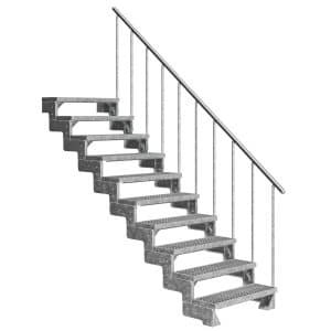 Dolle Außentreppe Gardentop 10 Gitterroststufen 100 cm + Alu-Geländer