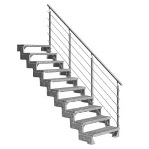 Dolle Außentreppe Gardentop 10 Gitterroststufen 100 cm + Prova-Geländer