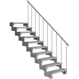 Dolle Außentreppe Gardentop 10 Gitterroststufen 80 cm + Alu-Geländer