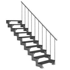 Dolle Außentreppe Gardentop 10 Trimax-Stufen 100 cm Anthrazit + Alu-Geländer