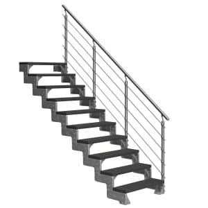 Dolle Außentreppe Gardentop 10 Trimax-Stufen 100 cm Anthrazit + Prova-Geländer