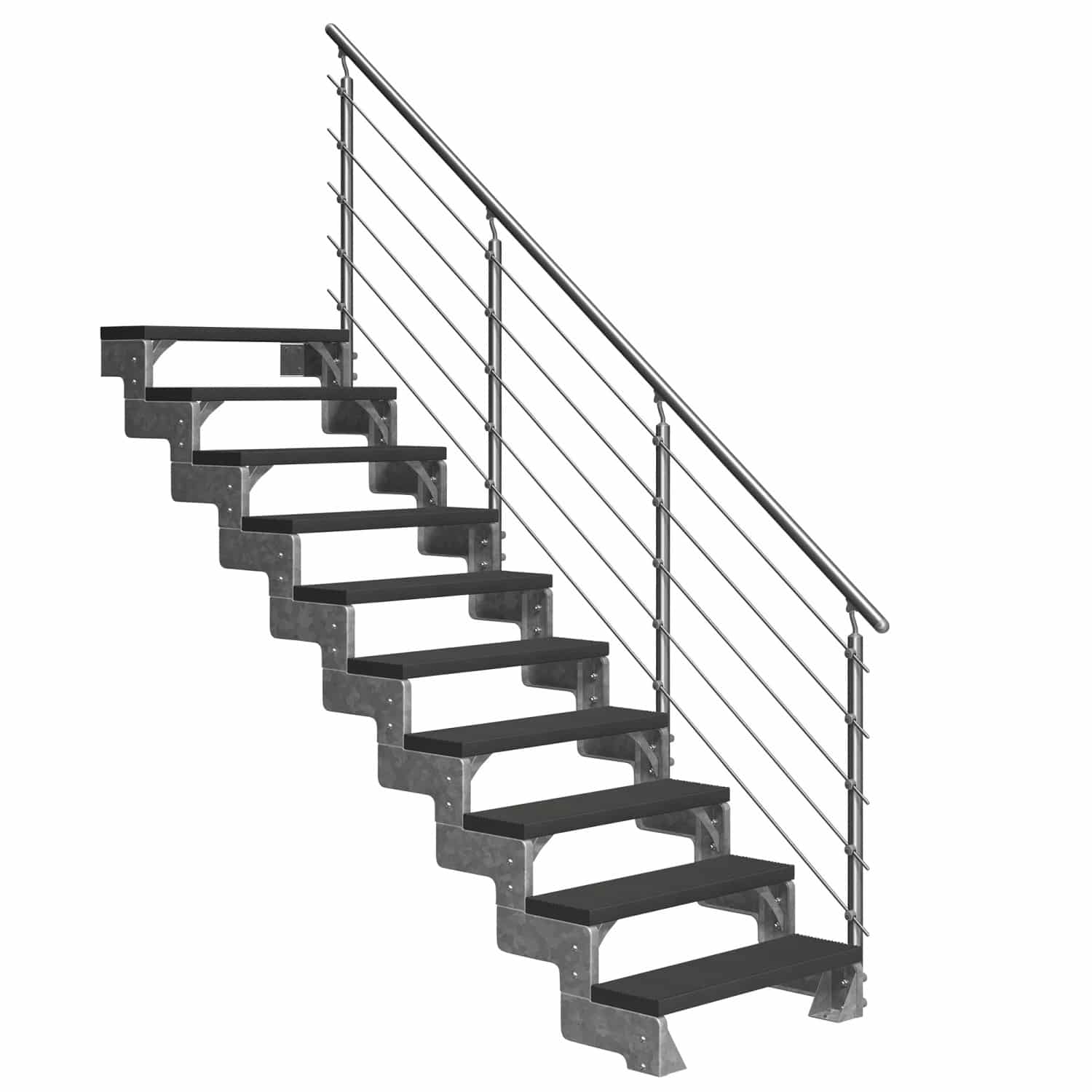 Dolle Außentreppe Gardentop 10 Trimax-Stufen 80 cm Anthrazit + Prova-Geländer
