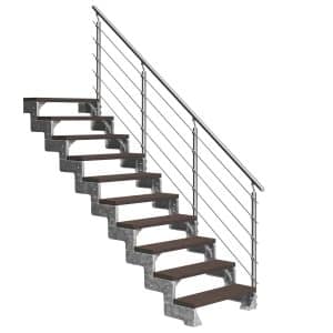 Dolle Außentreppe Gardentop 10 Trimax-Stufen 80 cm Dunkelbraun + Prova-Geländer