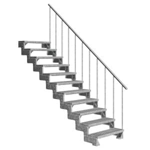 Dolle Außentreppe Gardentop 11 Gitterroststufen 100 cm + Alu-Geländer