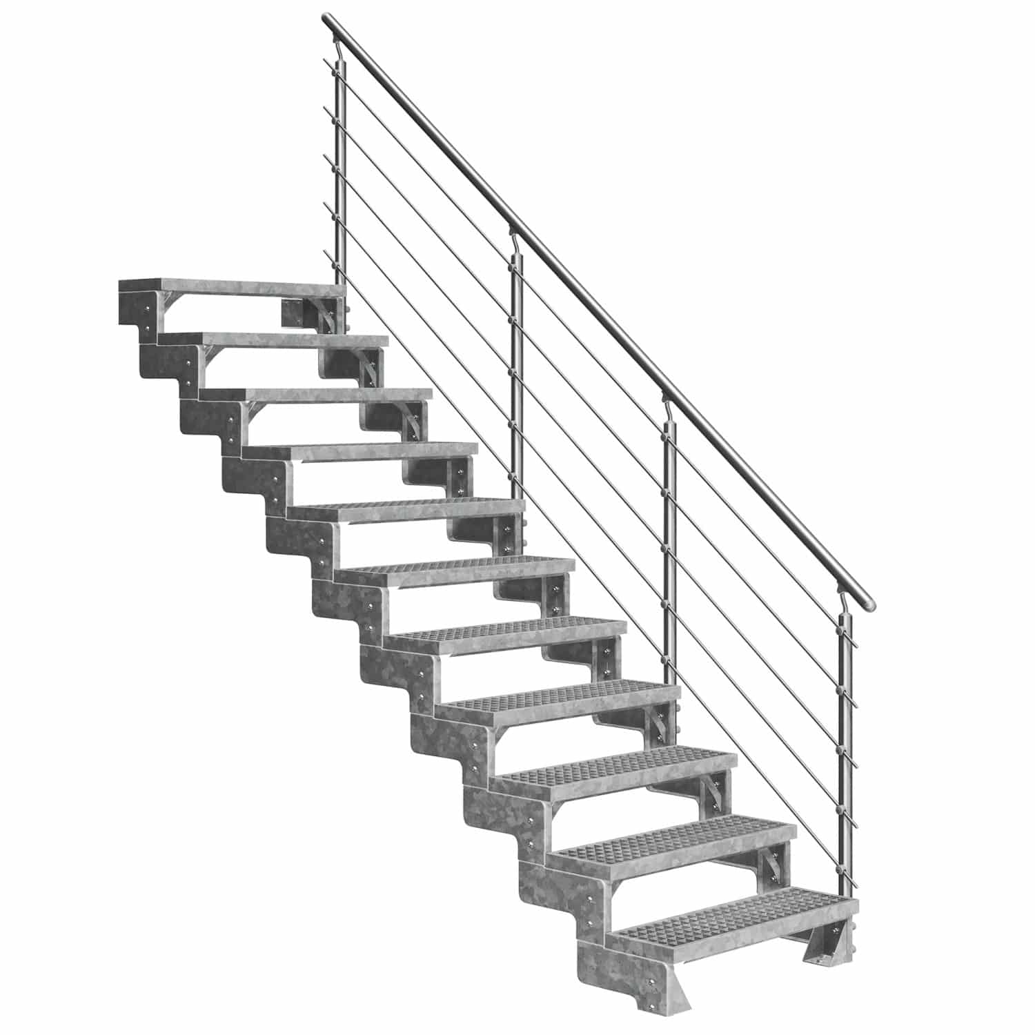 Dolle Außentreppe Gardentop 11 Gitterroststufen 100 cm + Prova-Geländer