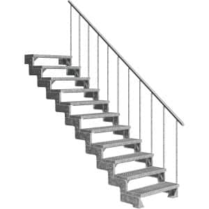 Dolle Außentreppe Gardentop 11 Gitterroststufen 80 cm + Alu-Geländer