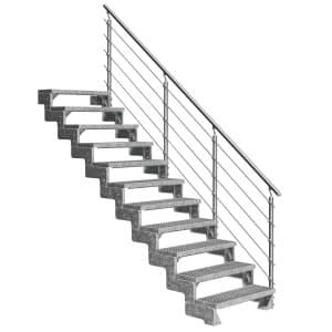 Dolle Außentreppe Gardentop 11 Gitterroststufen 80 cm + Prova-Geländer