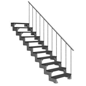 Dolle Außentreppe Gardentop 11 Trimax-Stufen 100 cm Anthrazit + Alu-Geländer