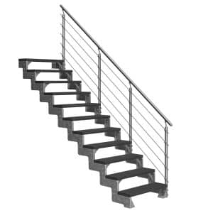 Dolle Außentreppe Gardentop 11 Trimax-Stufen 100 cm Anthrazit + Prova-Geländer