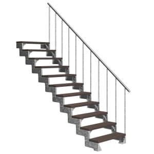 Dolle Außentreppe Gardentop 11 Trimax-Stufen 100 cm Dunkelbraun + Alu-Geländer