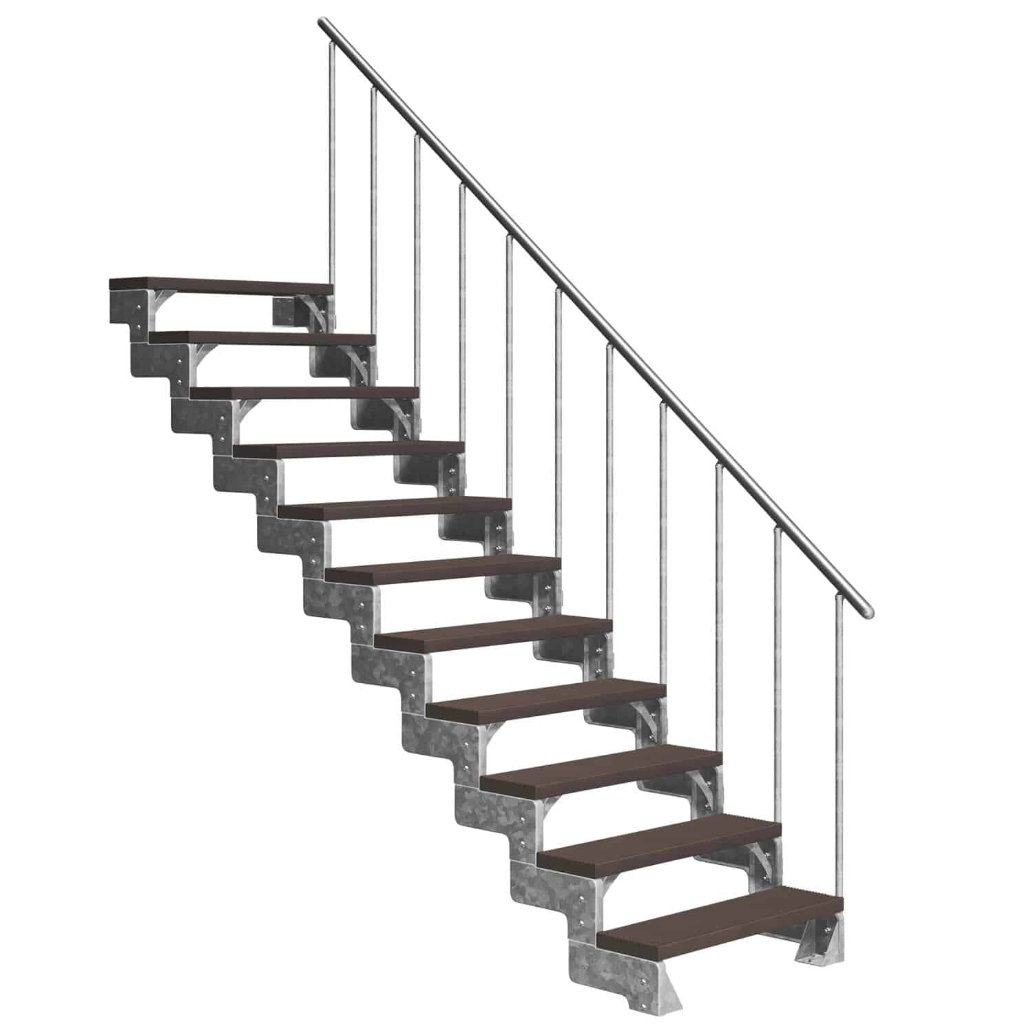Dolle Außentreppe Gardentop 11 Trimax-Stufen 100 cm Dunkelbraun + Alu-Geländer