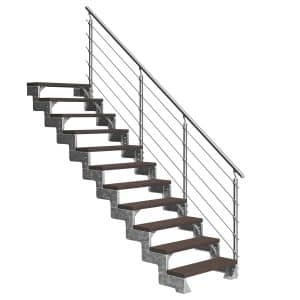Dolle Außentreppe Gardentop 11 Trimax-Stufen 100 cm Dunkelbraun + Prova-Geländer