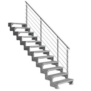 Dolle Außentreppe Gardentop 12 Gitterroststufen 80 cm + Prova-Geländer