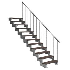 Dolle Außentreppe Gardentop 12 Trimax-Stufen 100 cm Dunkelbraun + Alu-Geländer