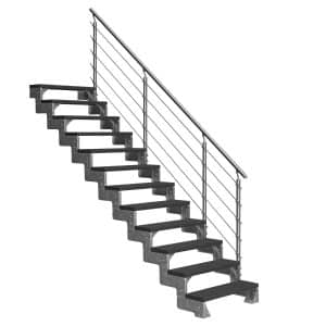 Dolle Außentreppe Gardentop 12 Trimax-Stufen 80 cm Anthrazit + Prova-Geländer