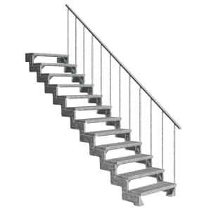 Dolle Außentreppe Gardentop 13 Gitterroststufen 100 cm + Alu-Geländer