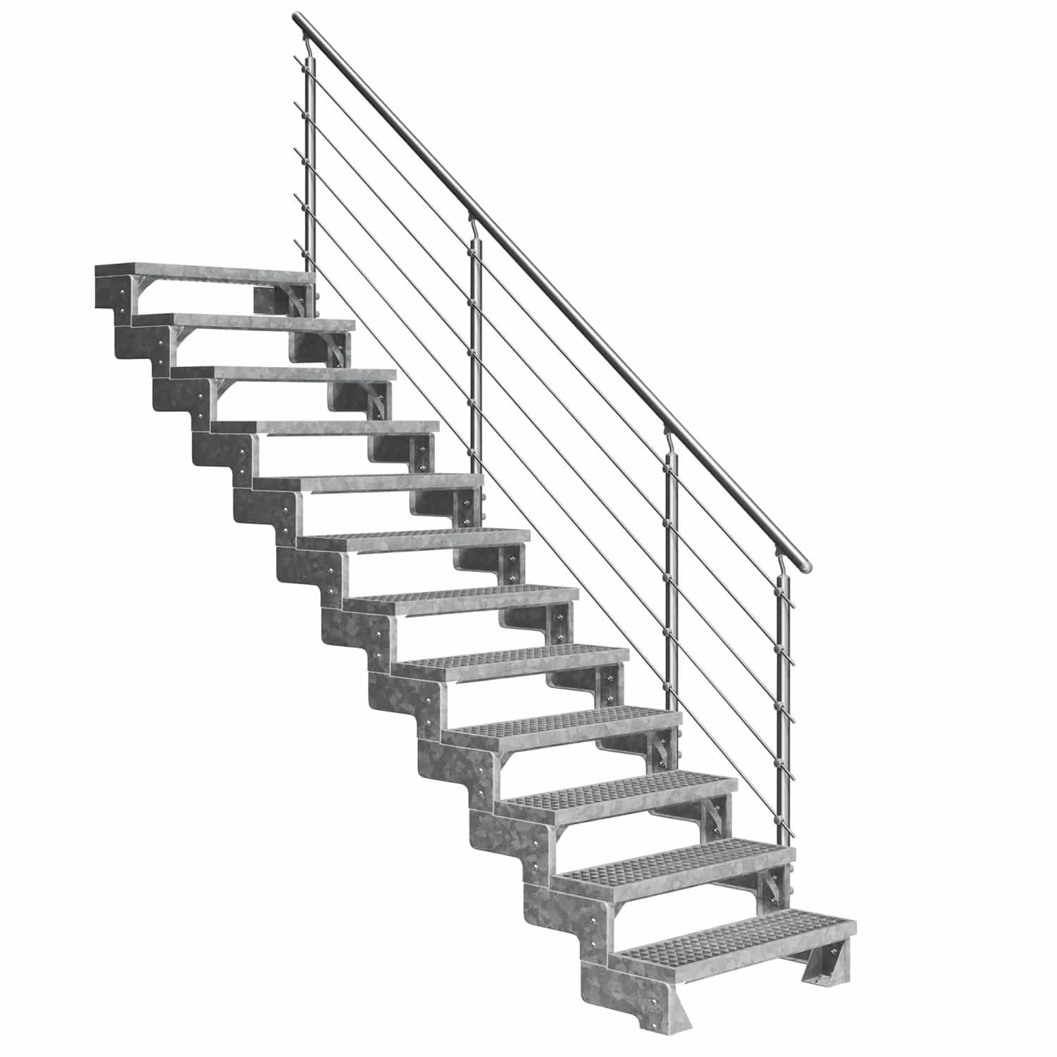 Dolle Außentreppe Gardentop 13 Gitterroststufen 80 cm + Prova-Geländer