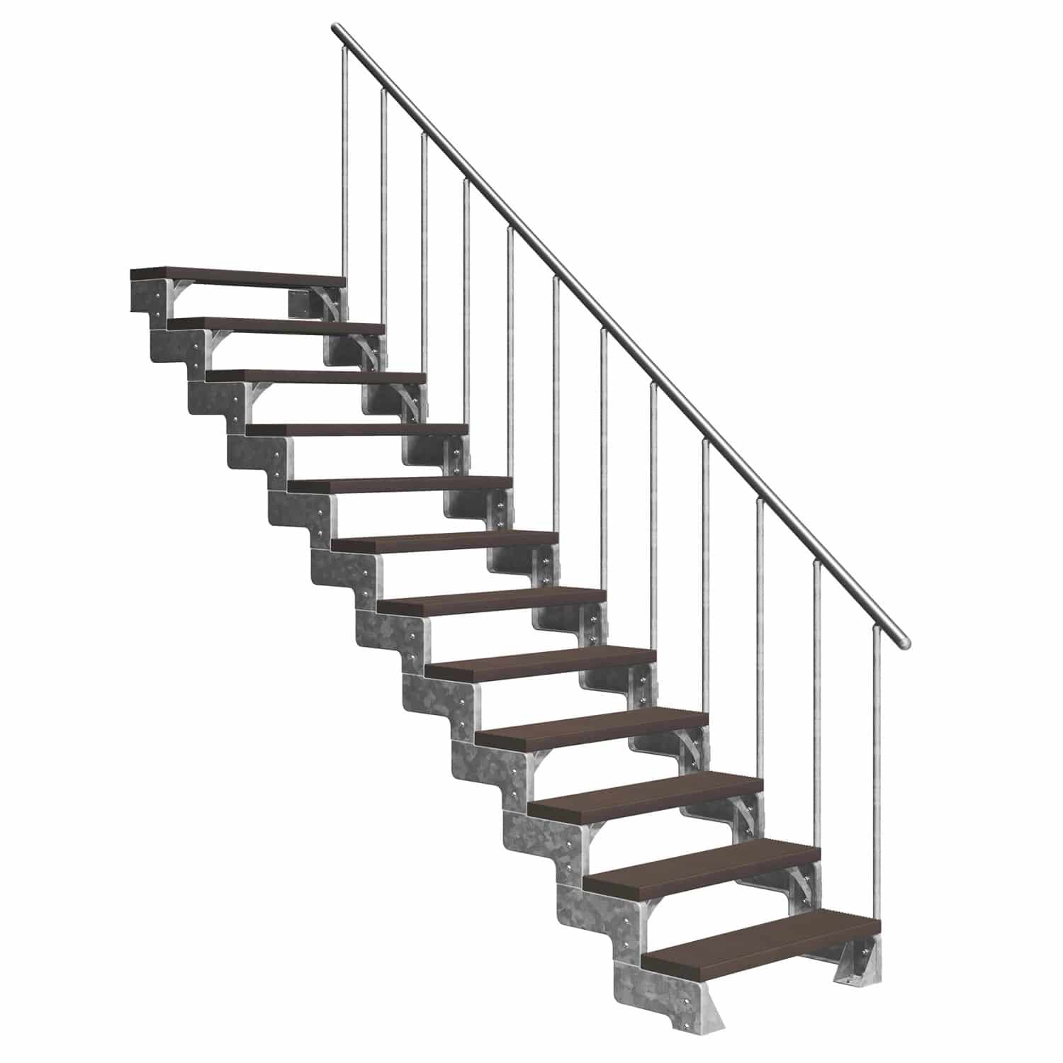 Dolle Außentreppe Gardentop 13 Trimax-Stufen 100 cm Dunkelbraun + Alu-Geländer