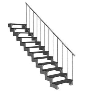 Dolle Außentreppe Gardentop 13 Trimax-Stufen 80 cm Anthrazit + Alu-Geländer