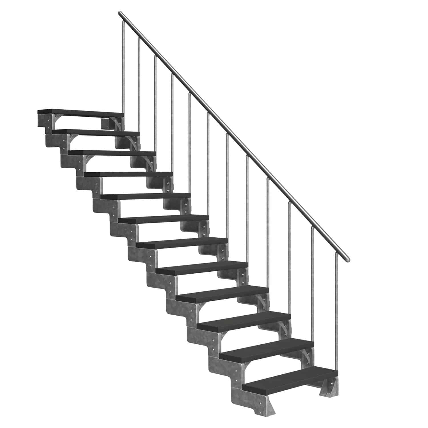 Dolle Außentreppe Gardentop 13 Trimax-Stufen 80 cm Anthrazit + Alu-Geländer