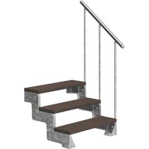 Dolle Außentreppe Gardentop 3 TRIMAX-Stufen 100 cm Dunkelbraun + Alu-Geländer