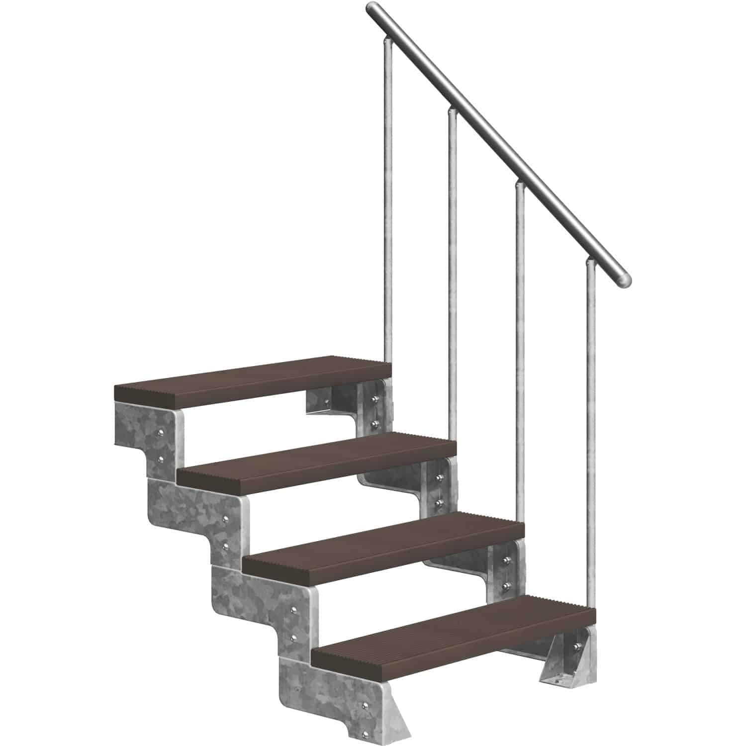 Dolle Außentreppe Gardentop 4 TRIMAX-Stufen 80 cm Dunkelbraun + Alu-Geländer
