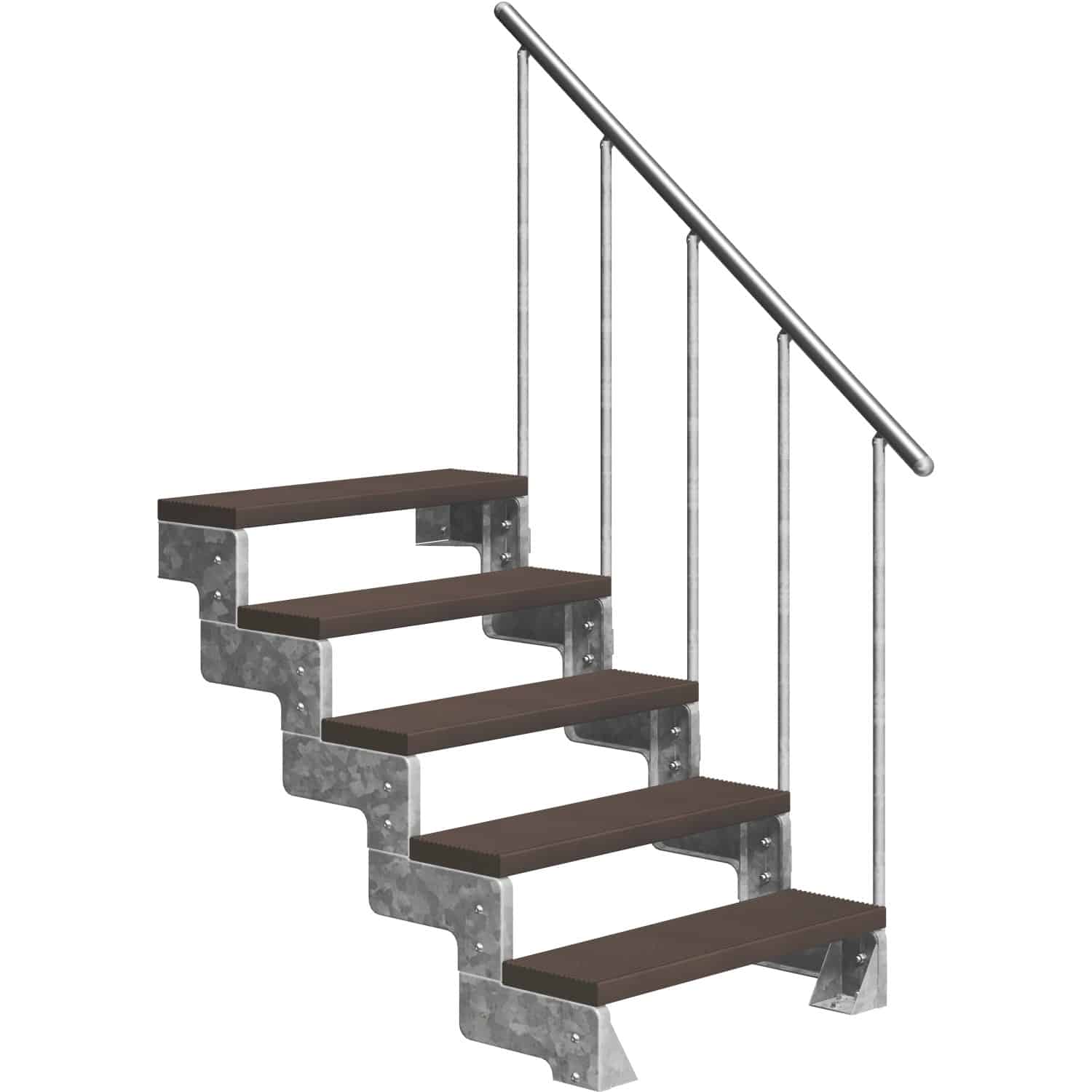 Dolle Außentreppe Gardentop 5 TRIMAX-Stufen 80 cm Dunkelbraun + Alu-Geländer