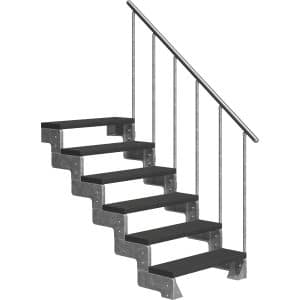 Dolle Außentreppe Gardentop 6 TRIMAX-Stufen 100 cm Anthrazit + Alu-Geländer