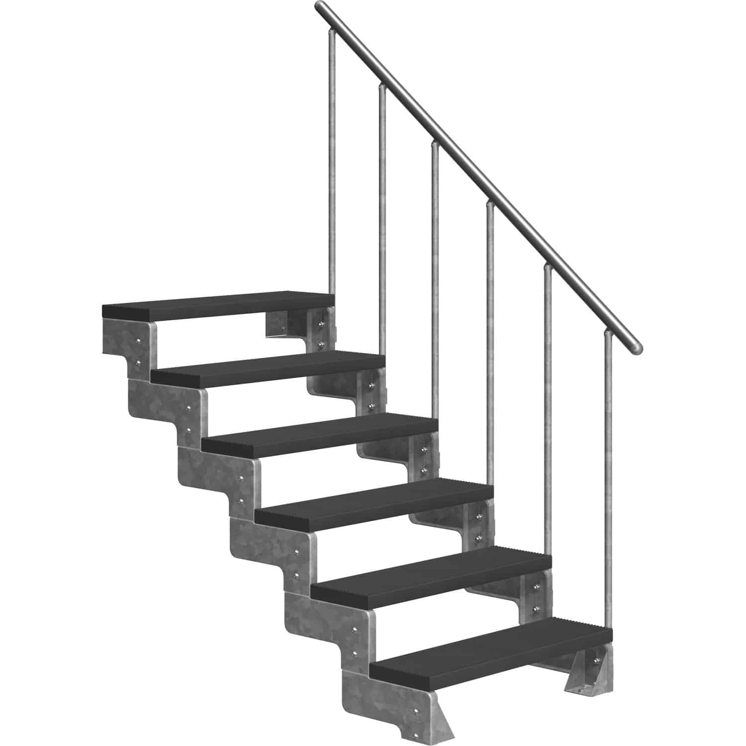 Dolle Außentreppe Gardentop 6 TRIMAX-Stufen 100 cm Anthrazit + Alu-Geländer