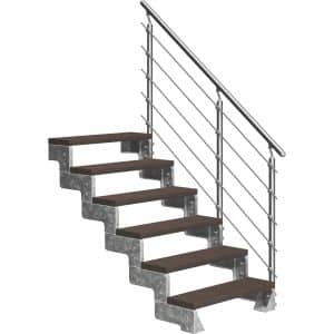 Dolle Außentreppe Gardentop 6 TRIMAX-Stufen 100 cm Dunkelbraun + Geländer