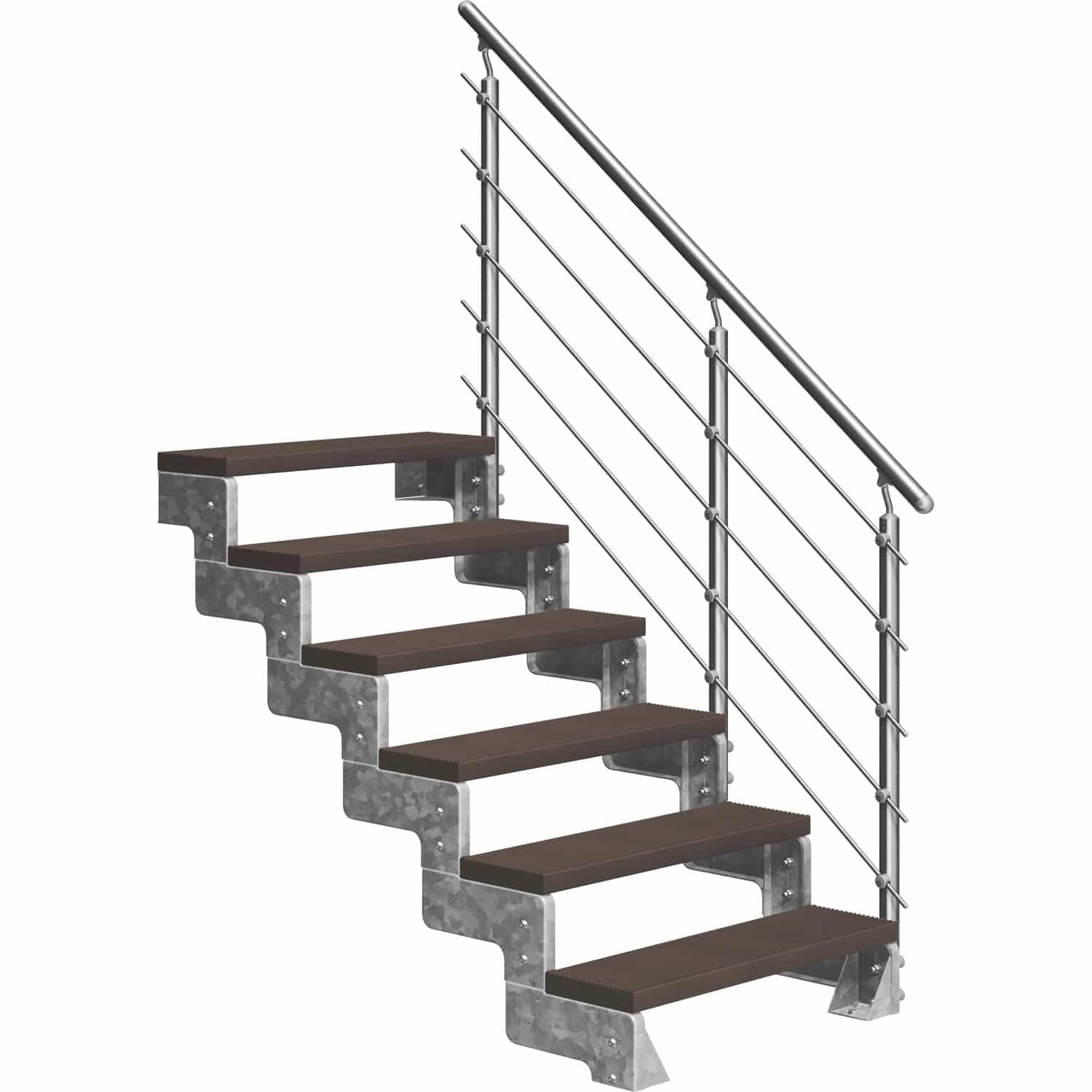 Dolle Außentreppe Gardentop 6 TRIMAX-Stufen 100 cm Dunkelbraun + Geländer