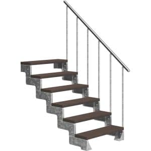 Dolle Außentreppe Gardentop 6 TRIMAX-Stufen 80 cm Dunkelbraun + Alu-Geländer