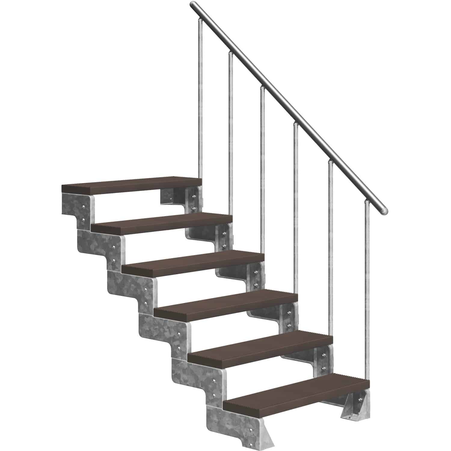 Dolle Außentreppe Gardentop 6 TRIMAX-Stufen 80 cm Dunkelbraun + Alu-Geländer