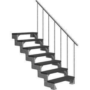 Dolle Außentreppe Gardentop 7 TRIMAX-Stufen 100 cm Anthrazit + Alu-Geländer