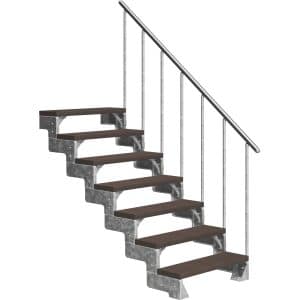 Dolle Außentreppe Gardentop 7 TRIMAX-Stufen 80 cm Dunkelbraun + Alu-Geländer