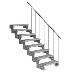 Dolle Außentreppe Gardentop 8 Gitterroststufen 100 cm + Alu-Geländer