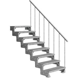 Dolle Außentreppe Gardentop 8 Gitterroststufen 80 cm + Alu-Geländer