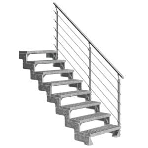 Dolle Außentreppe Gardentop 8 Gitterroststufen 80 cm + Prova-Geländer