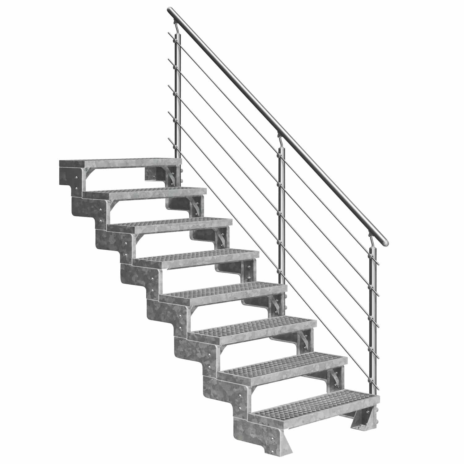 Dolle Außentreppe Gardentop 8 Gitterroststufen 80 cm + Prova-Geländer