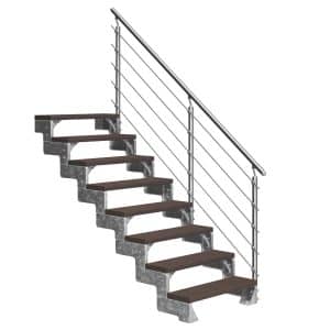Dolle Außentreppe Gardentop 8 Trimax-Stufen 100 cm Dunkelbraun + Prova-Geländer