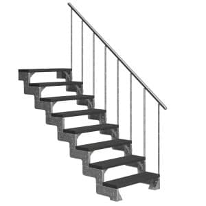 Dolle Außentreppe Gardentop 8 Trimax-Stufen 80 cm Anthrazit + Alu-Geländer