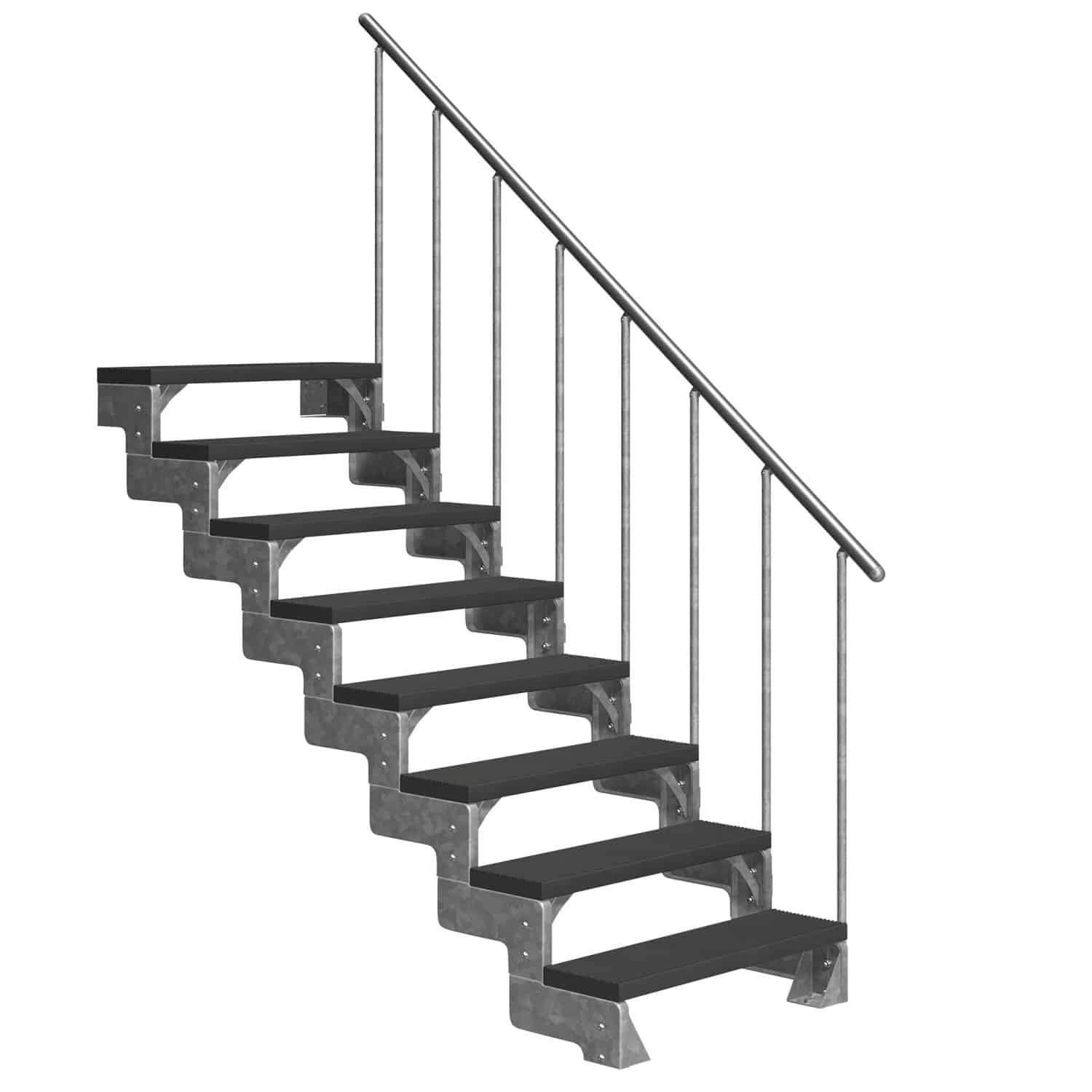 Dolle Außentreppe Gardentop 8 Trimax-Stufen 80 cm Anthrazit + Alu-Geländer
