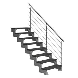 Dolle Außentreppe Gardentop 8 Trimax-Stufen 80 cm Anthrazit + Prova-Geländer
