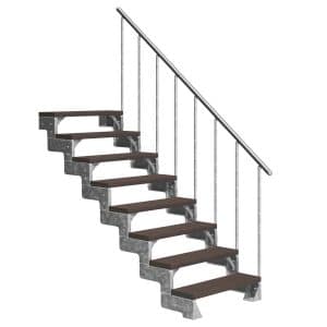 Dolle Außentreppe Gardentop 8 Trimax-Stufen 80 cm Dunkelbraun + Alu-Geländer