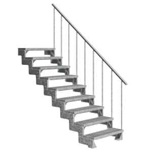 Dolle Außentreppe Gardentop 9 Gitterroststufen 100 cm + Alu-Geländer