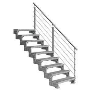 Dolle Außentreppe Gardentop 9 Gitterroststufen 80 cm + Prova-Geländer
