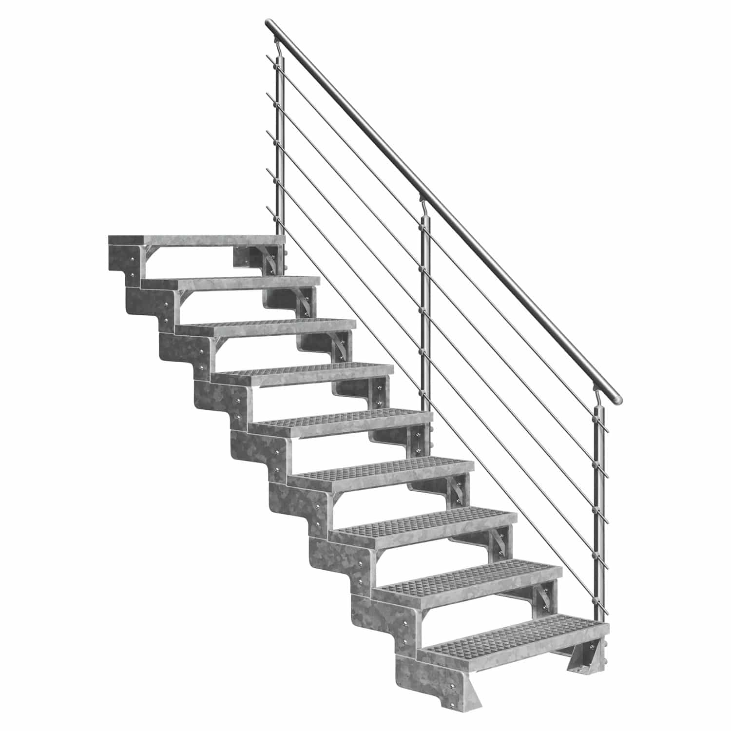 Dolle Außentreppe Gardentop 9 Gitterroststufen 80 cm + Prova-Geländer